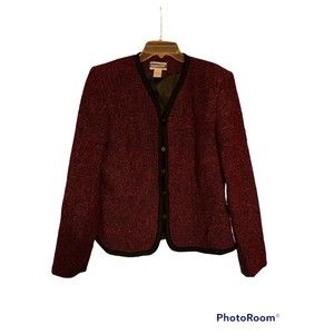 Pendleton Wool Blazer Jacket Sz 12 Vintage Red Black